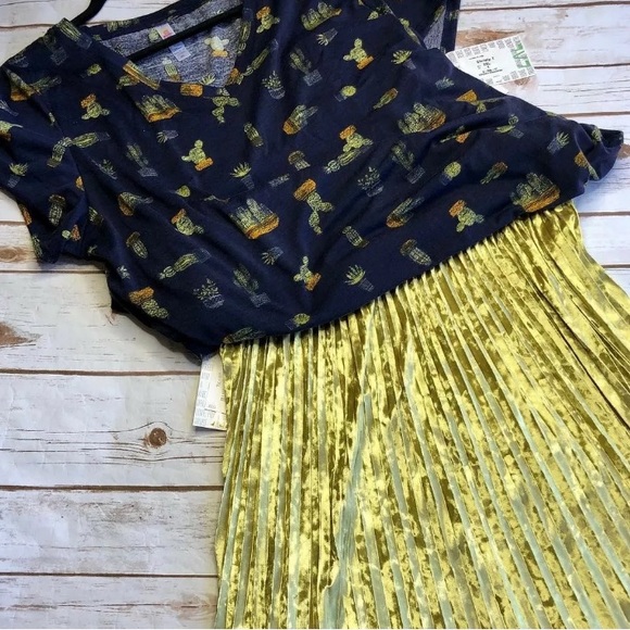 Anthropologie Dresses & Skirts - Lularoe Jill Pleated Velvet Midi Gold Skirt XL 16